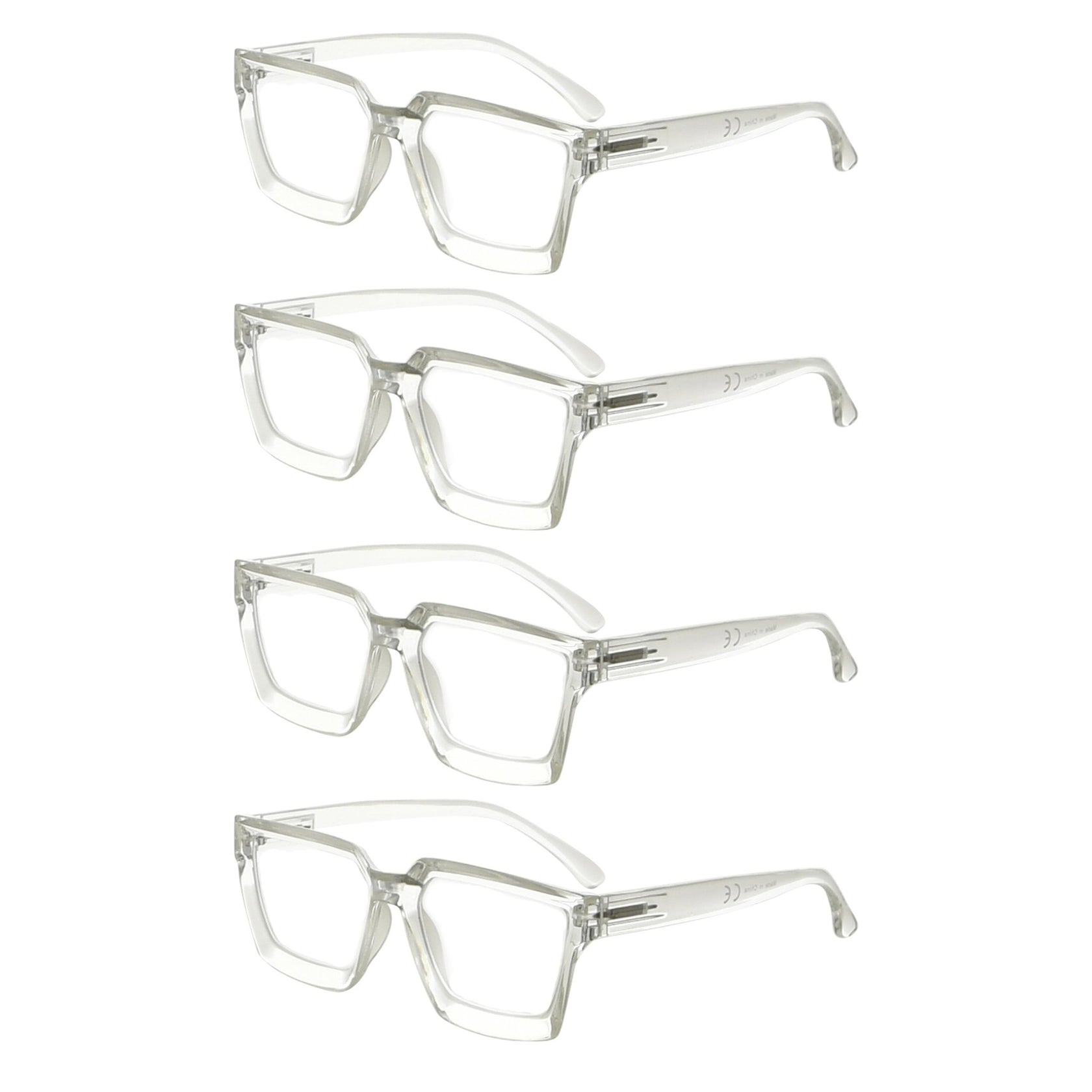 4 Pack Stylish Reading Glasses Thicker Frame Readers