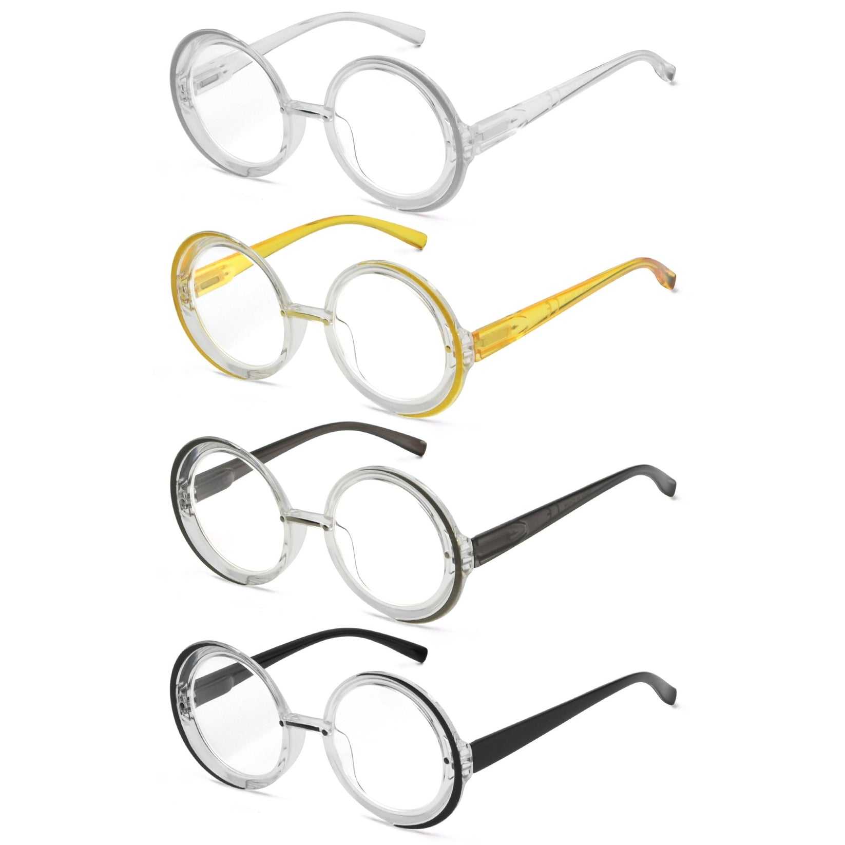 4 Pack Round Reading Glasses Stylish Readers Women