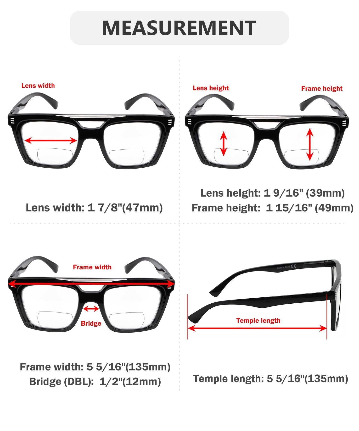 Reading 2025 glasses sizes