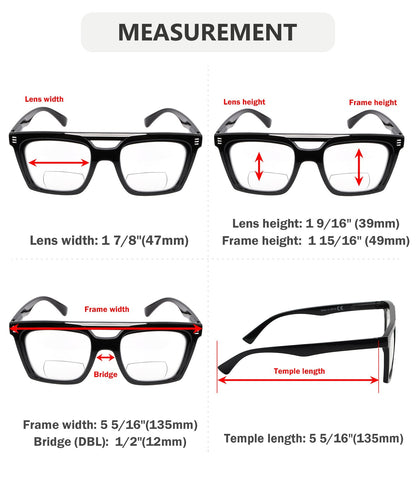 4 Pack Chic Small Lenses Bifocal Reading Sunglasses Women Men 4 Pairs Mix / +3.00