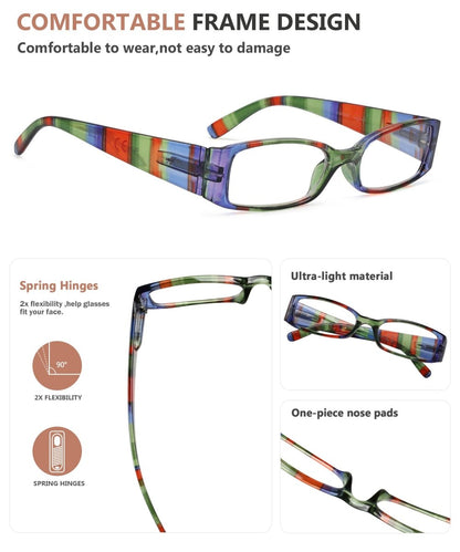 4 Pack Stripe Pattern Stylish Reading Glasses Women R040Seyekeeper.com