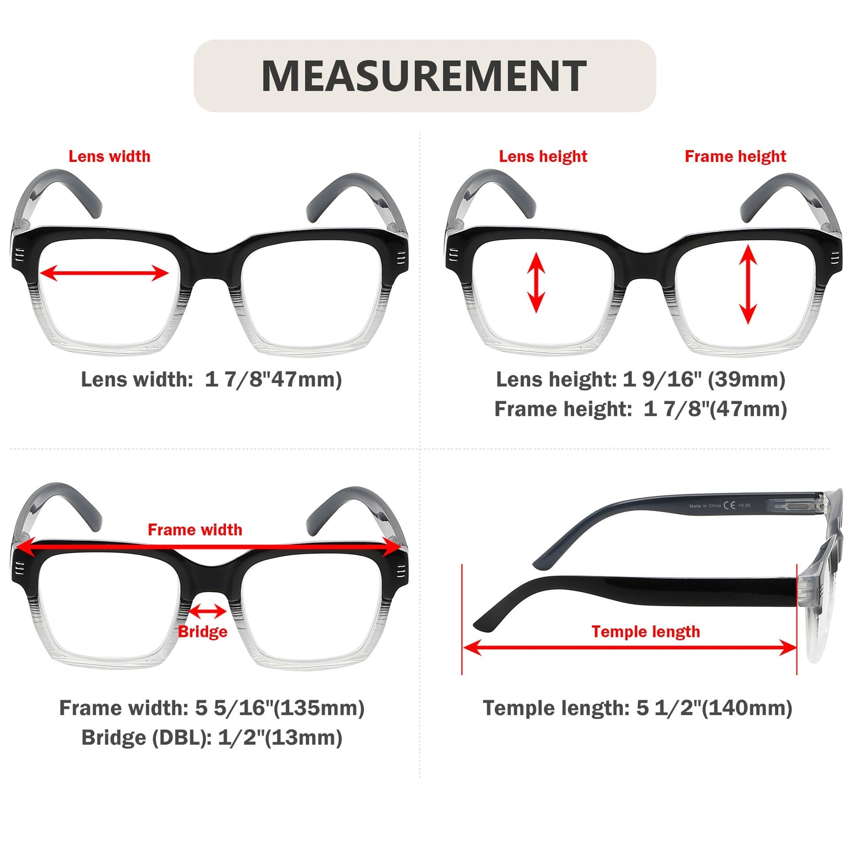 4 Pack Stylish Square Reading Glasses for Women Men – eyekeeper.com