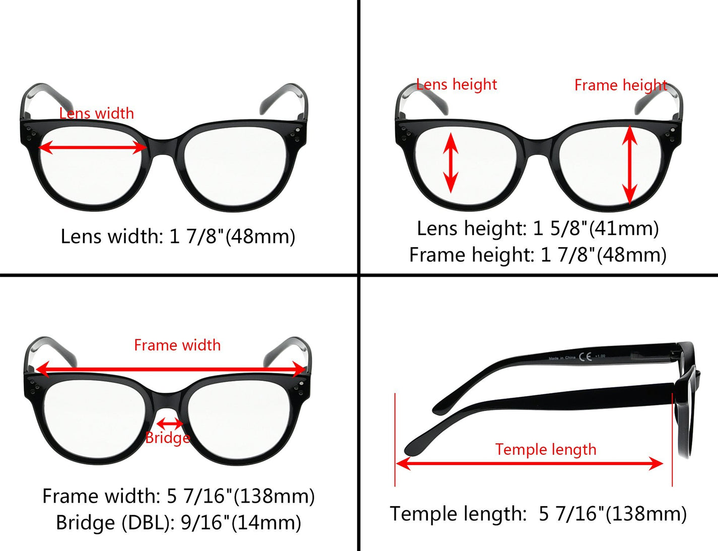 4 Pack Stylish Reading Glasses Thicker Frame Readers Women