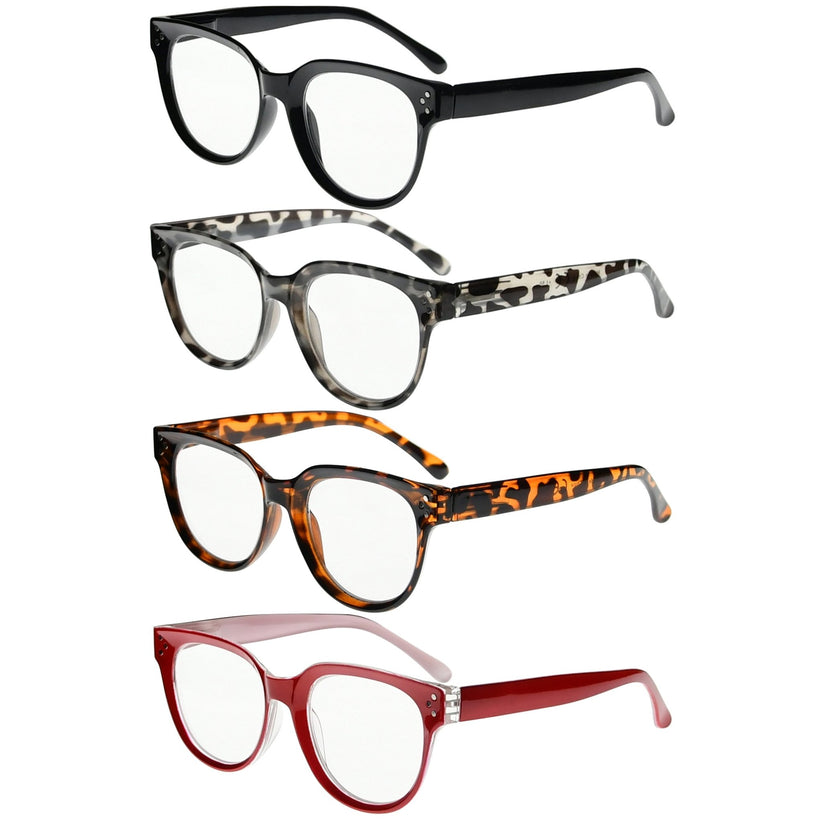 4 Pack Stylish Reading Glasses Thicker Frame Readers Women – eyekeeper.com
