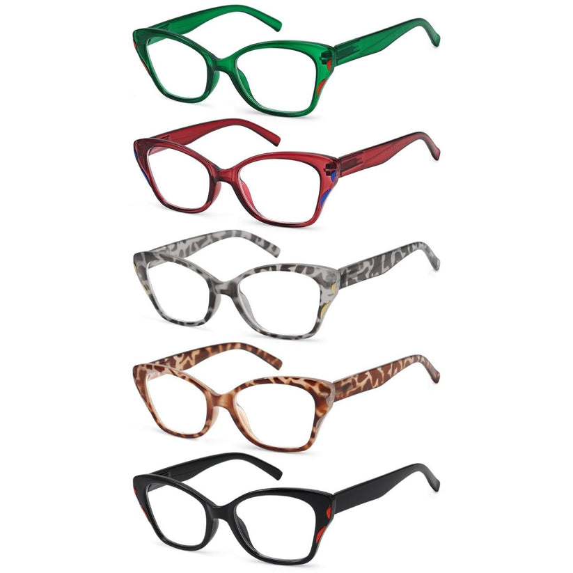 5 Pack Stylish Reading Glasses Cat-eye Readers Women – eyekeeper.com