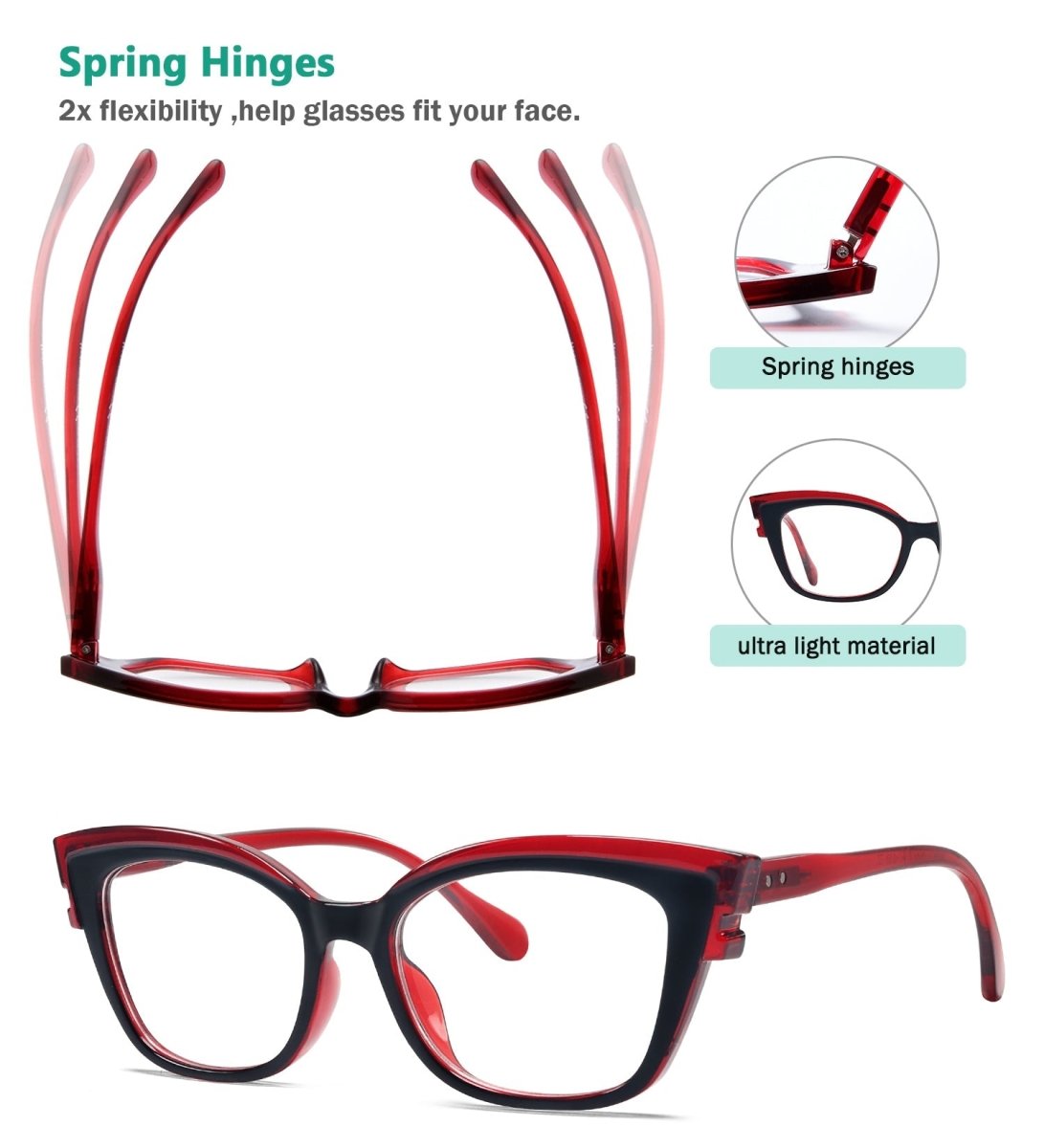 Reading Glasses Two Tone Cat Eye Readers 5 Pack Women 2736