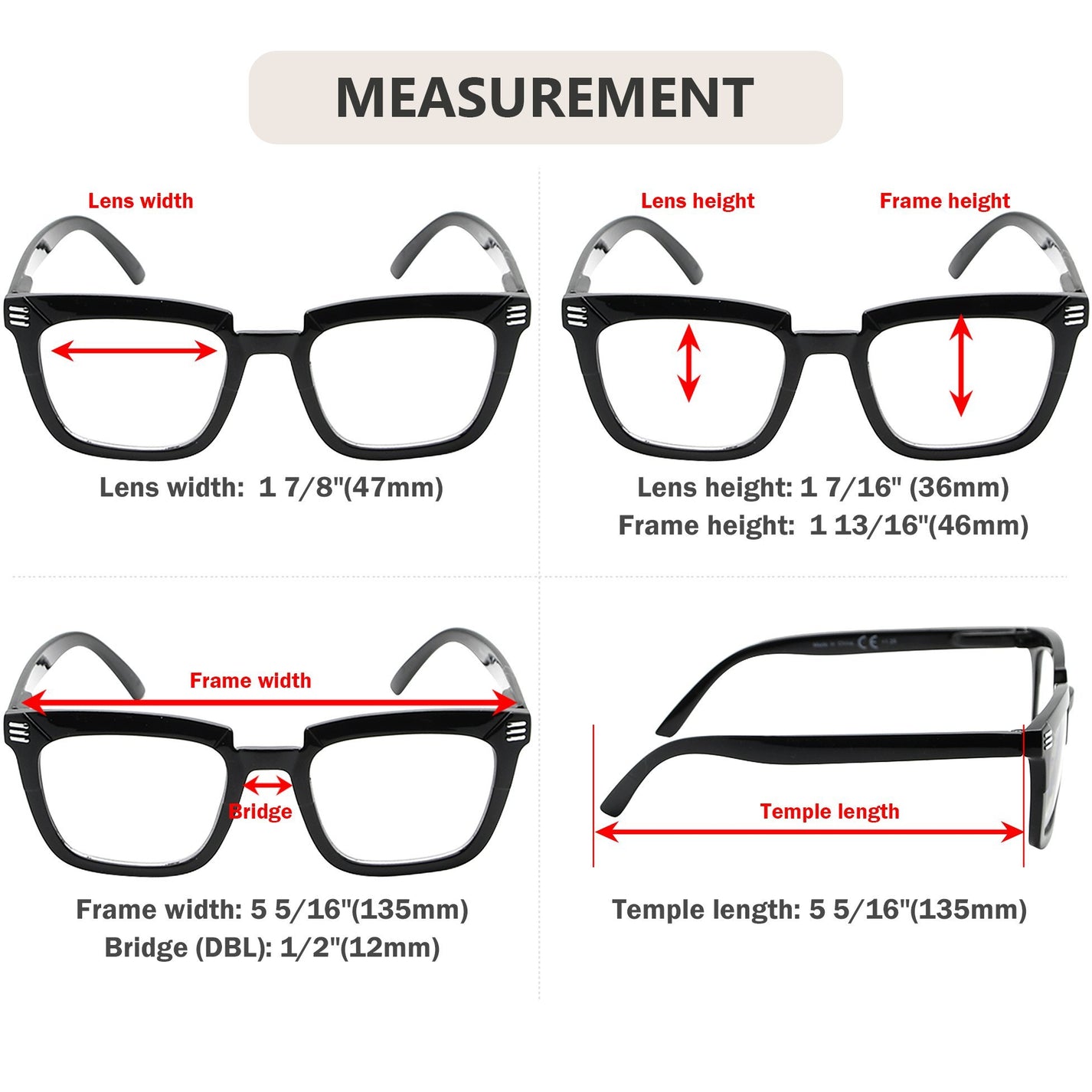 5 Pack Stylish Rectangle Reading Glasses for Women Men – eyekeeper.com