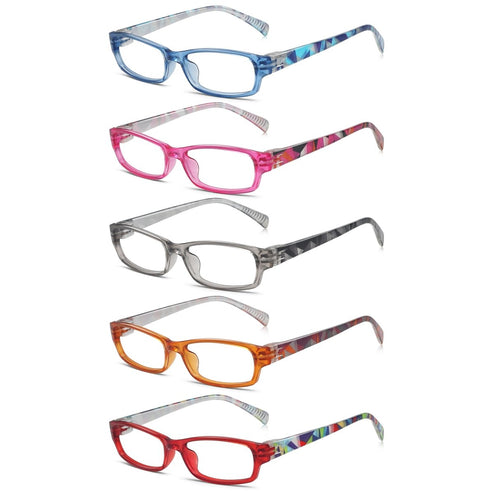 5 Pack Screwless Reading Glasses Women Pattern Print Ladies Readers ...