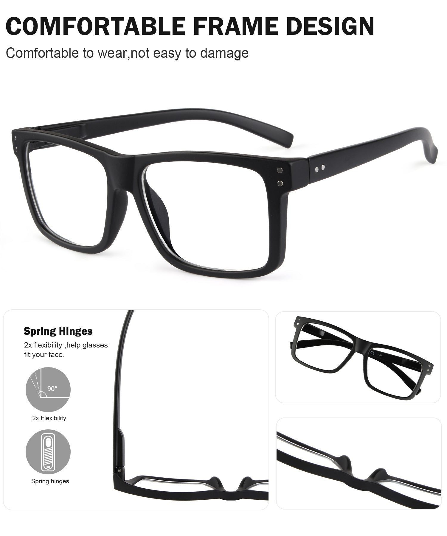 Mens large frame reading deals glasses