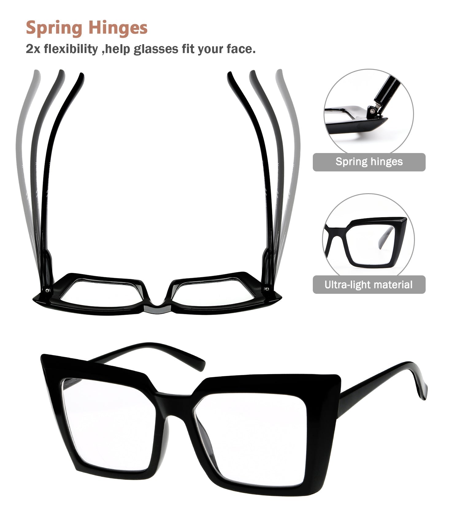5 Pack Oversized Chic Frame Reading Glasses Women