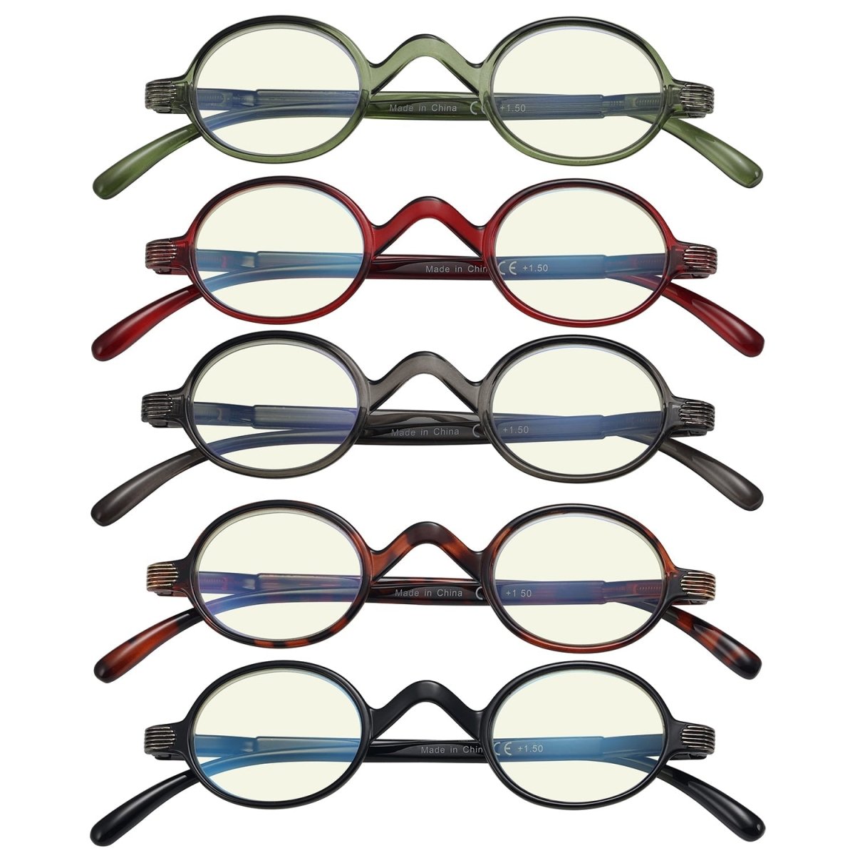 Oval Glasses Frames Classic Vintage 5 Pack For Women Men 