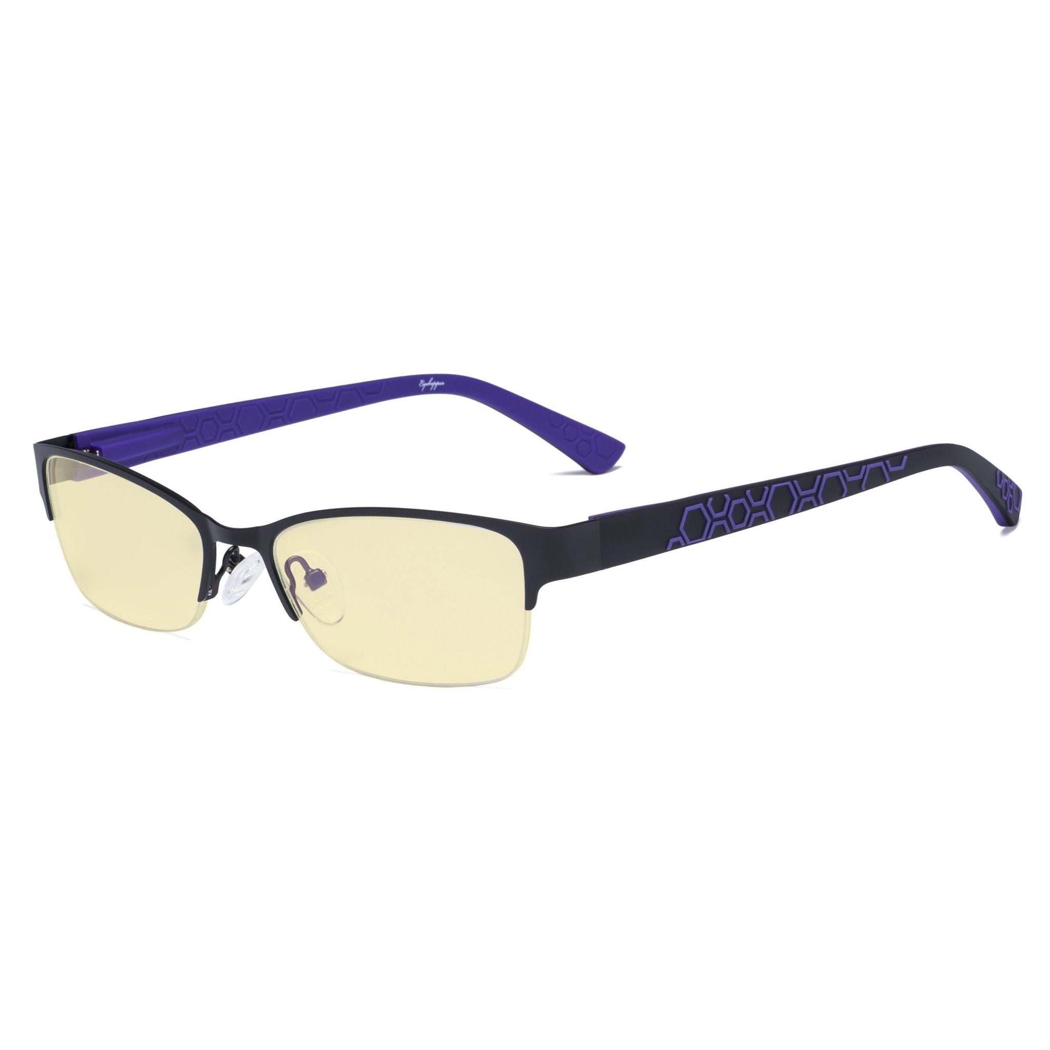 Lunettes de vue demi cercl es en m tal bleu bloquant la lumi re femmes TM17006