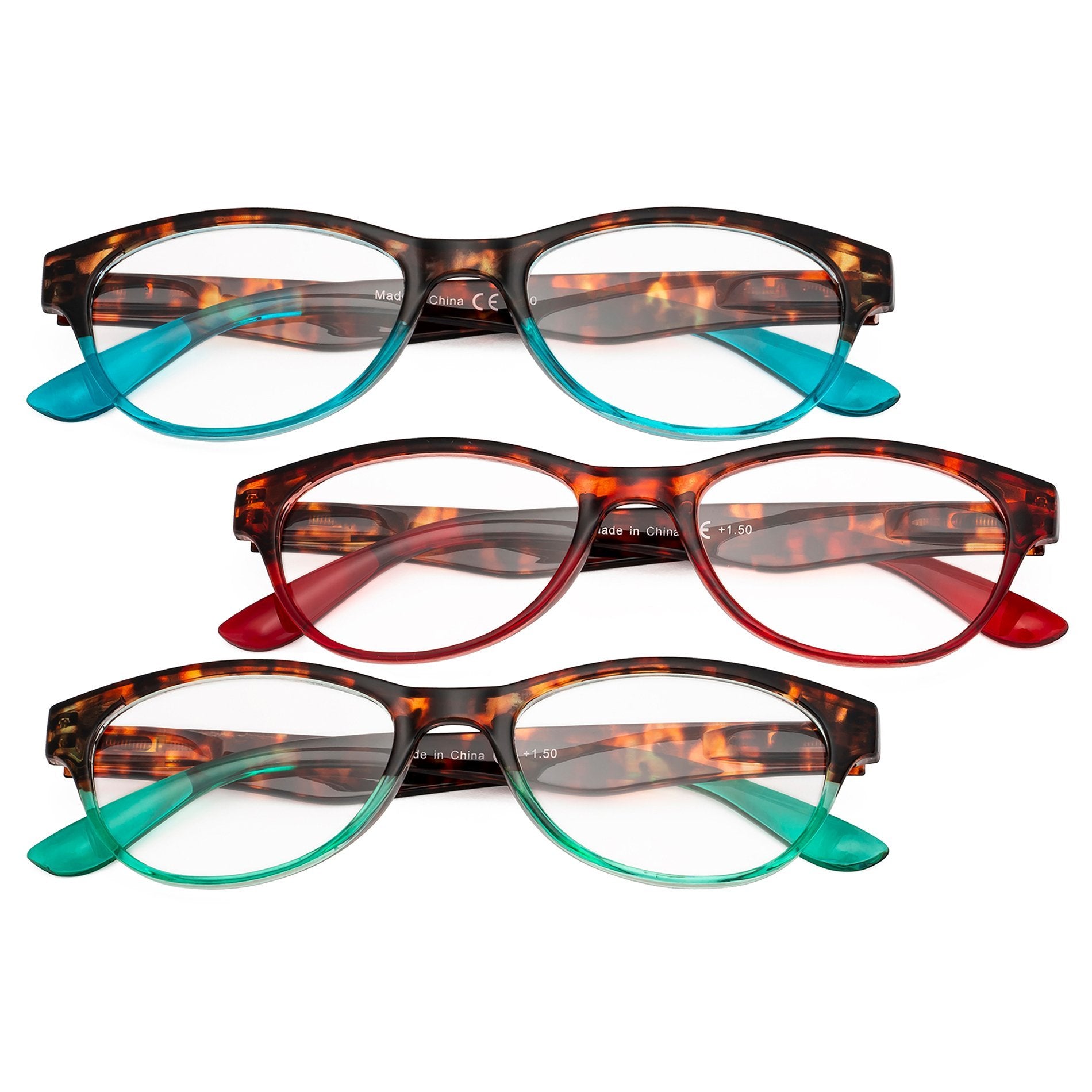 Reading Glasses Tortoise Arm Oval 3-Pack for Women – eyekeeper.com