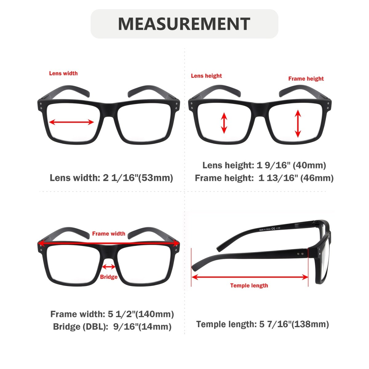 Reading cheap glasses measurements